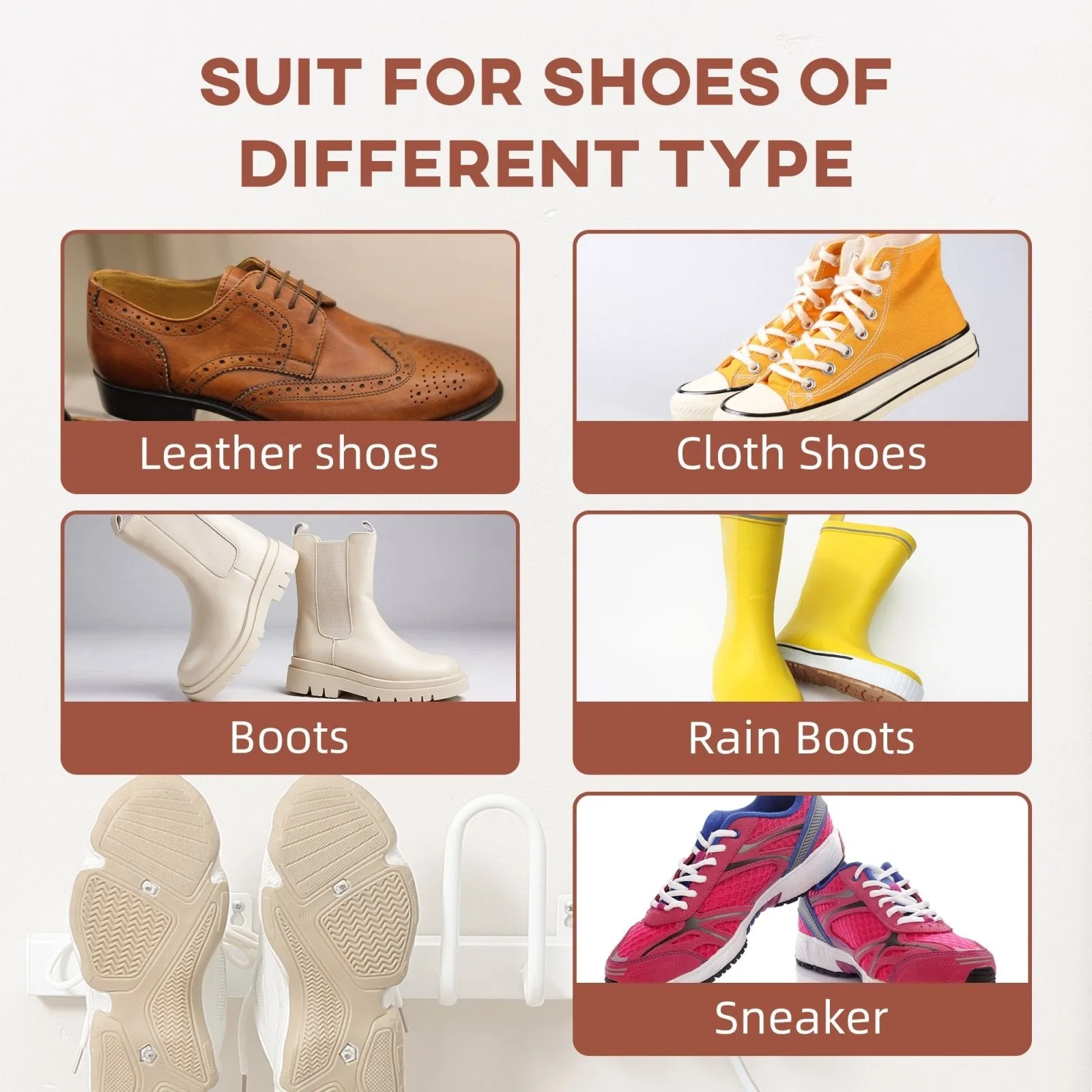 2 Pairs Electric Shoe Dryer Wall Mounted Shoe Warmers with Constant Temperature for Boots Leather Shoes Socks White