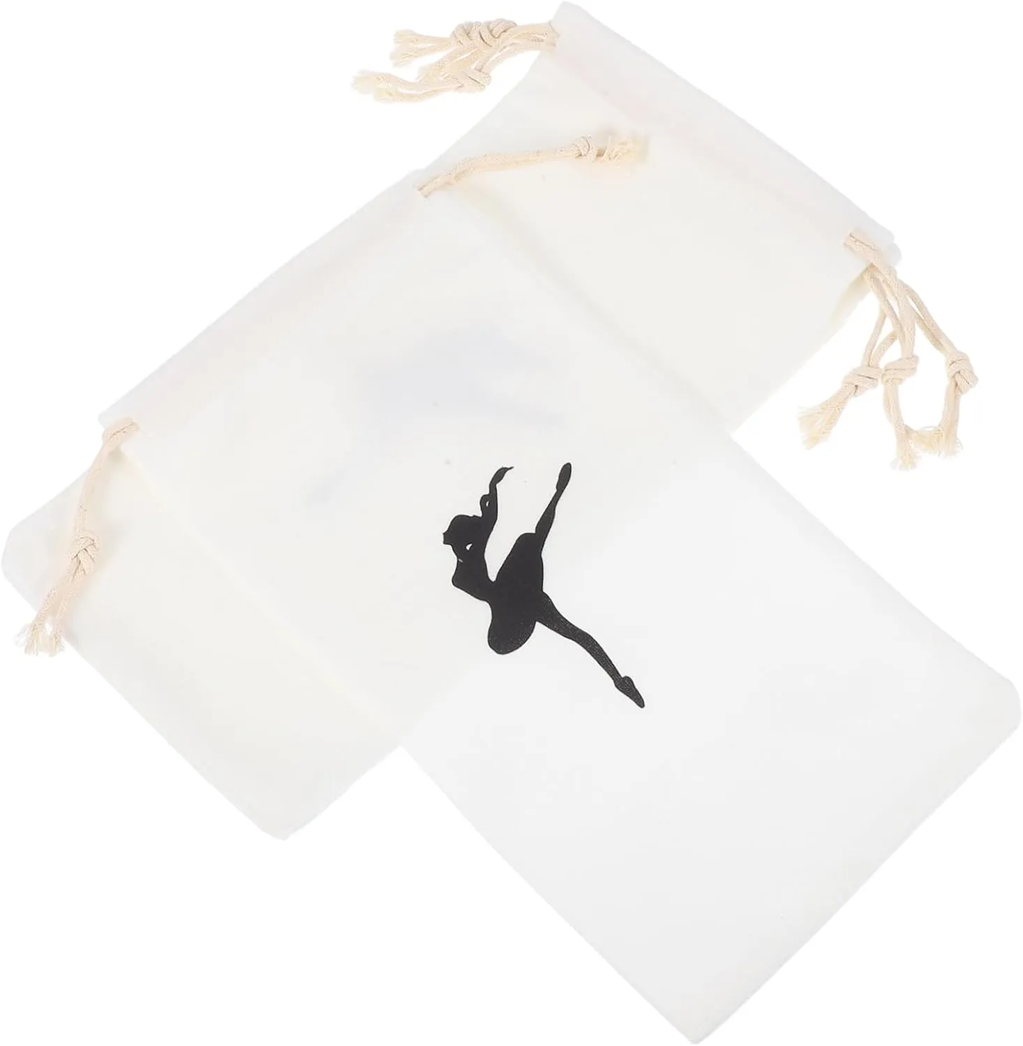 4Pcs Durable Canvas Ballet Dance Shoe Bags with Drawstring Closure Stylish Storage Pouches for Womens Ballet Accessories for Dance Shoes and Essentials