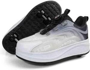 Absorb Sunlight Roller Skate Shoes with 4 Detachable Wheels Kids Skateboarding Shoe Slip in Sneakers for Girls Boys Birthday Thanksgiving Christmas Day
