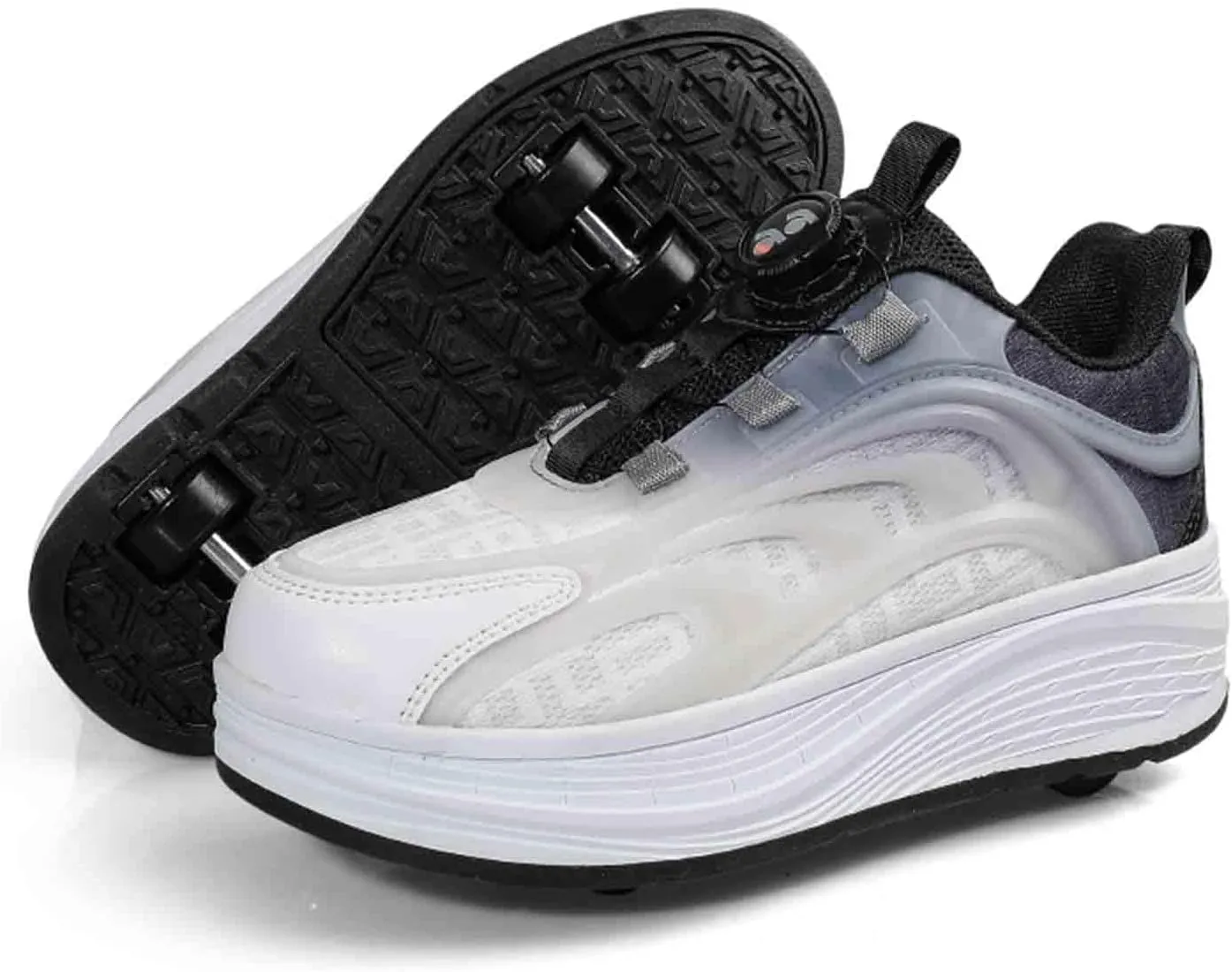 Absorb Sunlight Roller Skate Shoes with 4 Detachable Wheels Kids Skateboarding Shoe Slip in Sneakers for Girls Boys Birthday Thanksgiving Christmas Day