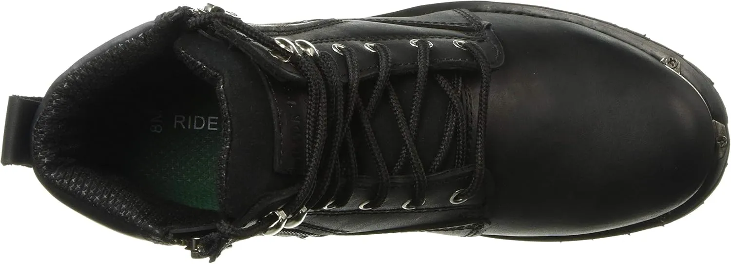 Ad Tec Men's Double Side Zipper, Reflective Riding Boot Full Grain Black Leather