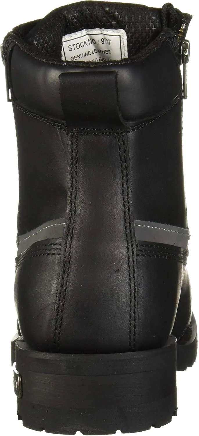 Ad Tec Men's Double Side Zipper, Reflective Riding Boot Full Grain Black Leather