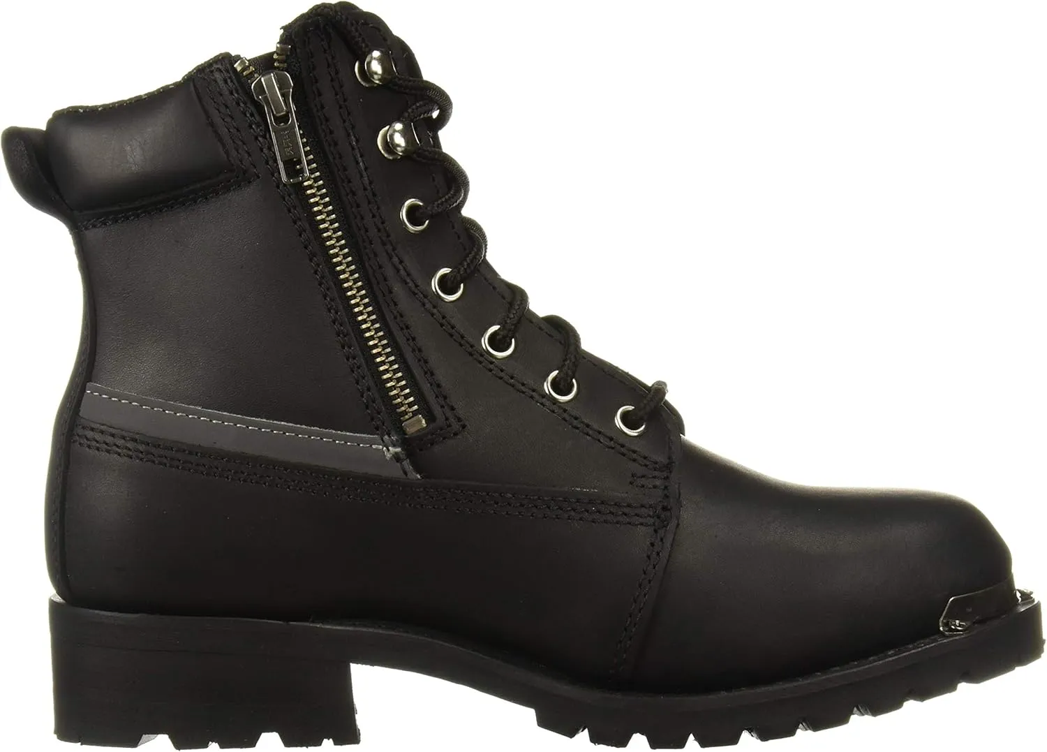 Ad Tec Men's Double Side Zipper, Reflective Riding Boot Full Grain Black Leather