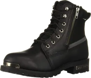 Ad Tec Men's Double Side Zipper, Reflective Riding Boot Full Grain Black Leather