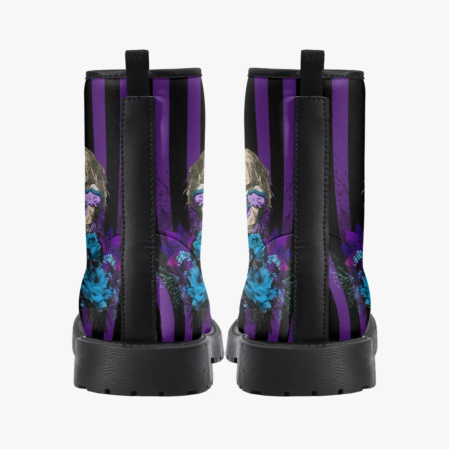 Alice in Wonderland Fun Purple Striped Combat Boots (JPREG14)