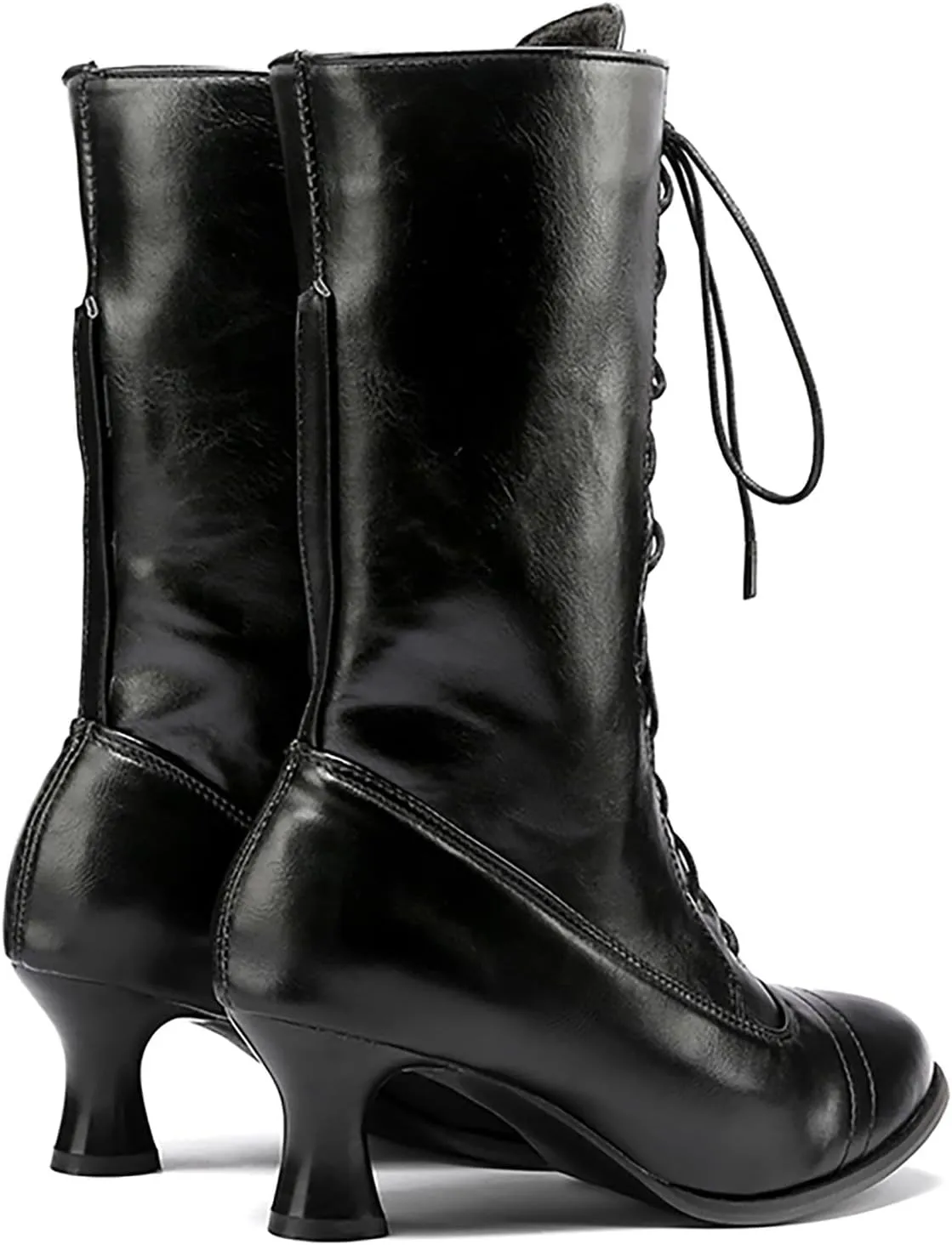 AMDBEL Renaissance Boots Women Wide Calf,Women Medieval Pirate Boots Flat Pull On Western Knight Boots Low Heel Tall Boots