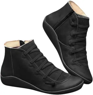 Ankle Boots for Women Casual Western Short Boots Women's Arch Support Boots Comfy Lace Up Flat Heel Ankle Booties