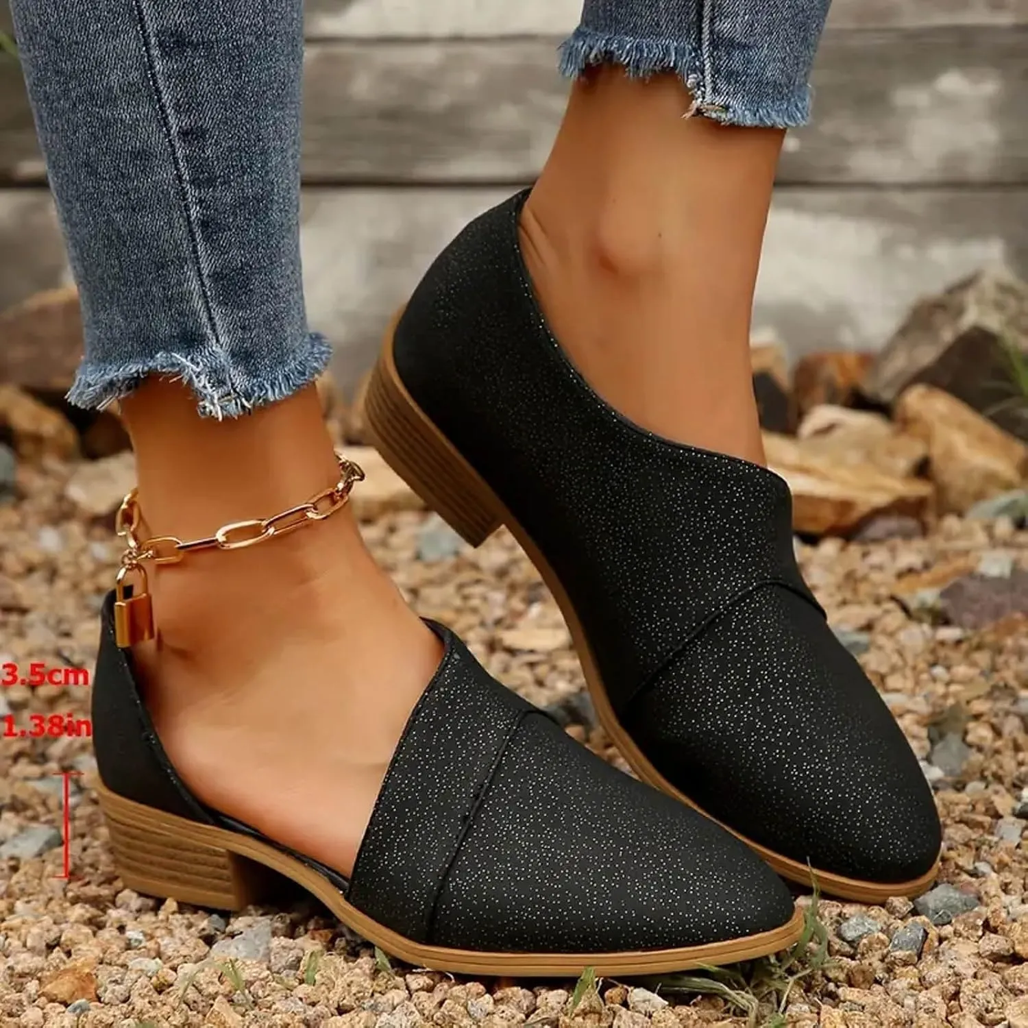 Ankle Boots for Women, No Heel Arch Support Flat Heel Ankle Boots Shoes Side Zipper Vintage Leather Damping Boots