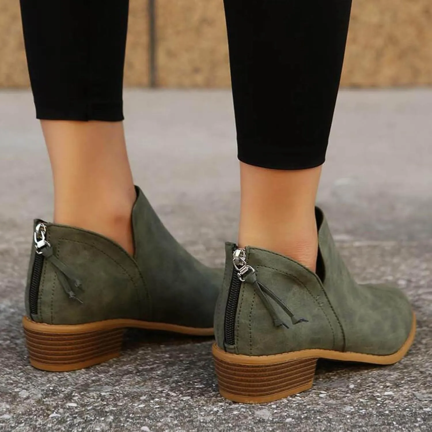 Ankle Boots for Women Riding Boots for Women Fashion British Style Pointed Toe Block Heels Pull on Boots for Women