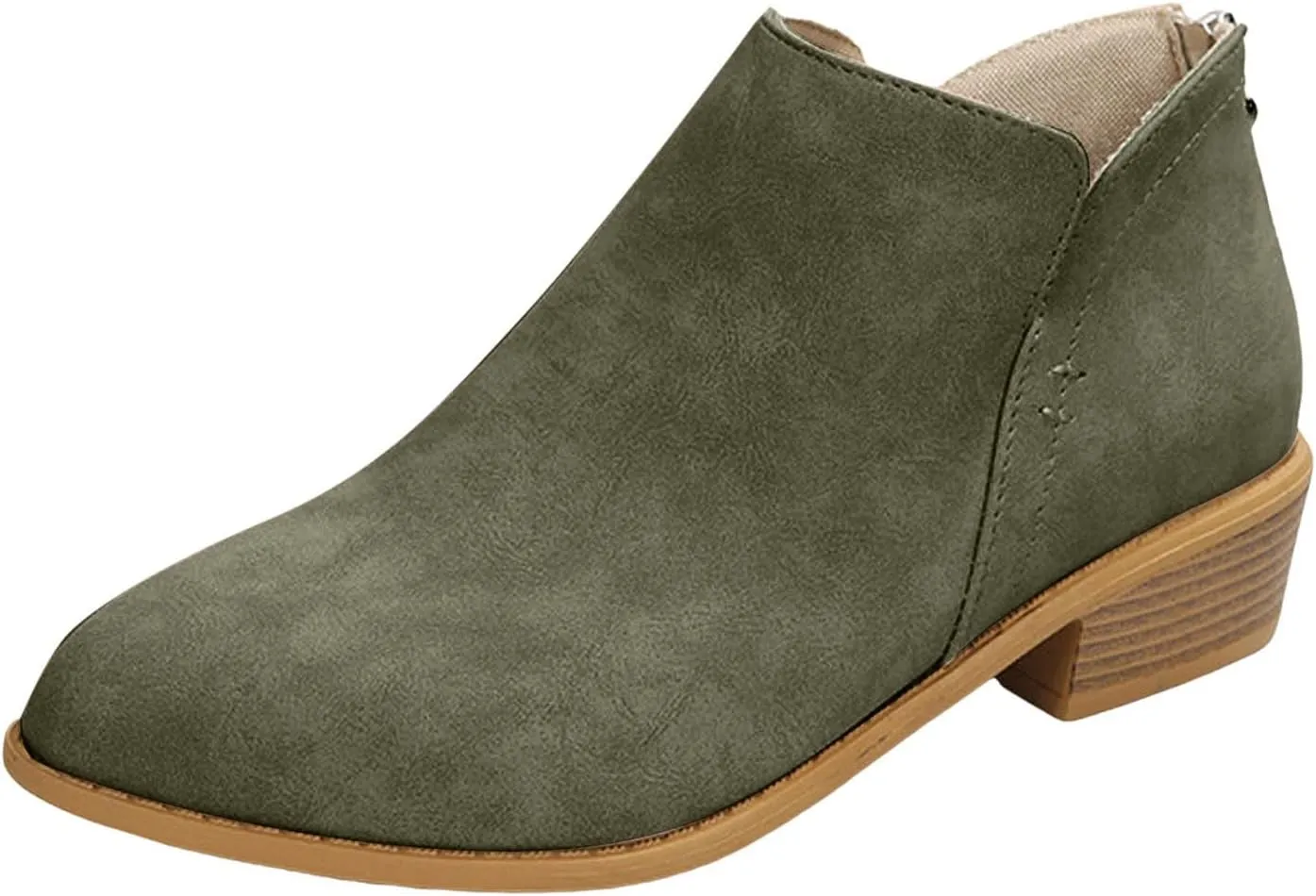 Ankle Boots for Women Riding Boots for Women Fashion British Style Pointed Toe Block Heels Pull on Boots for Women