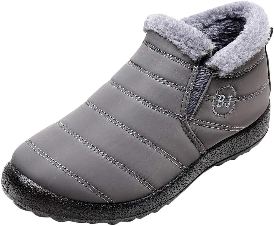 Ankle Boots for Women, Women Winter Snow Boots Warm Fur Lined Waterproof Insulated Slip On Outdoor Ankle Booties