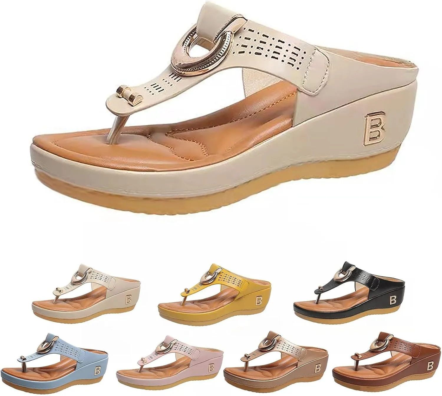 Arch Support Thick Bottom Sandals for Women Summer Platform Comfortable Low Wedges Sandal Orthopedic Sandals