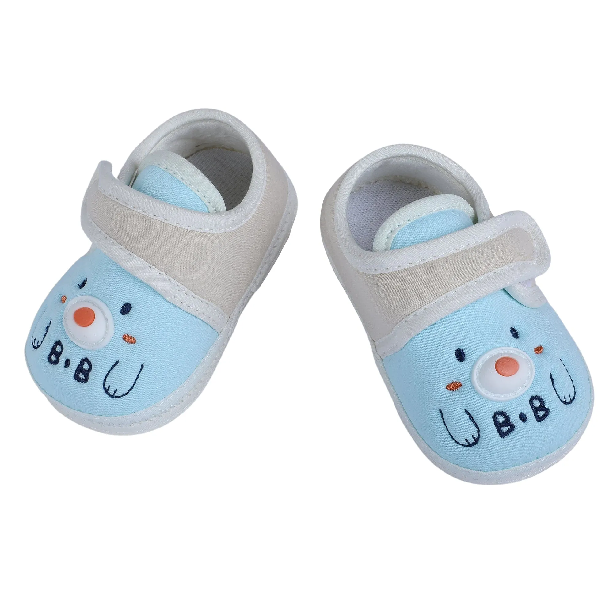 Baby Moo Smiling Bear Soft Sole Anti-Slip Booties - Blue