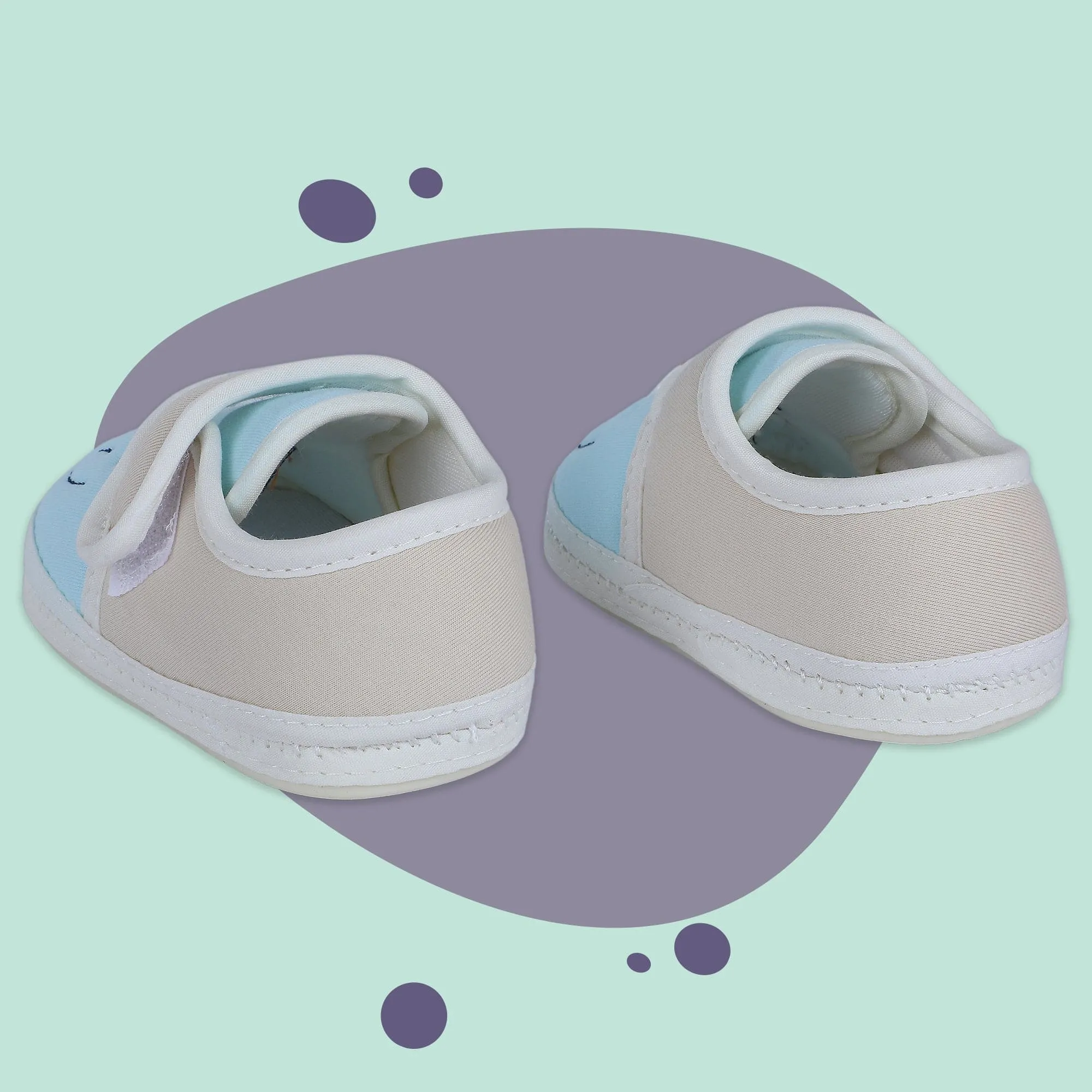 Baby Moo Smiling Bear Soft Sole Anti-Slip Booties - Blue