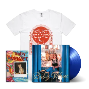 Baby Velvet / Please Don’t Be In Love With Someone Else LP Royal Blue Vinyl & White T-shirt Bundle