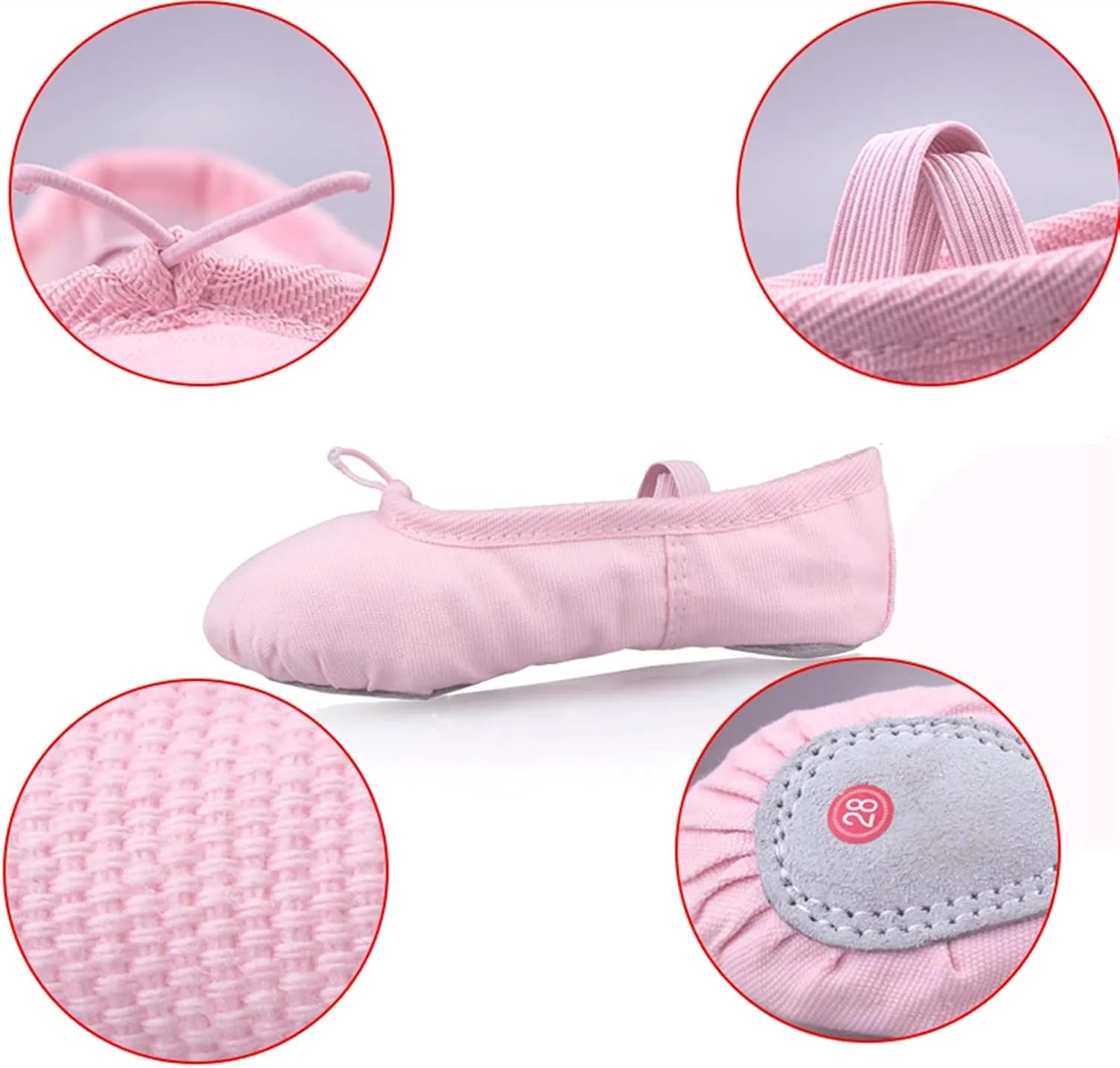 Ballet Shoes 2 Pairs Professional Child Girls Kids Cotton Canvas Soft Ballet Dance Practice Shoes Dance Slippers for Girls Toddlers Women.Pink-27 EU