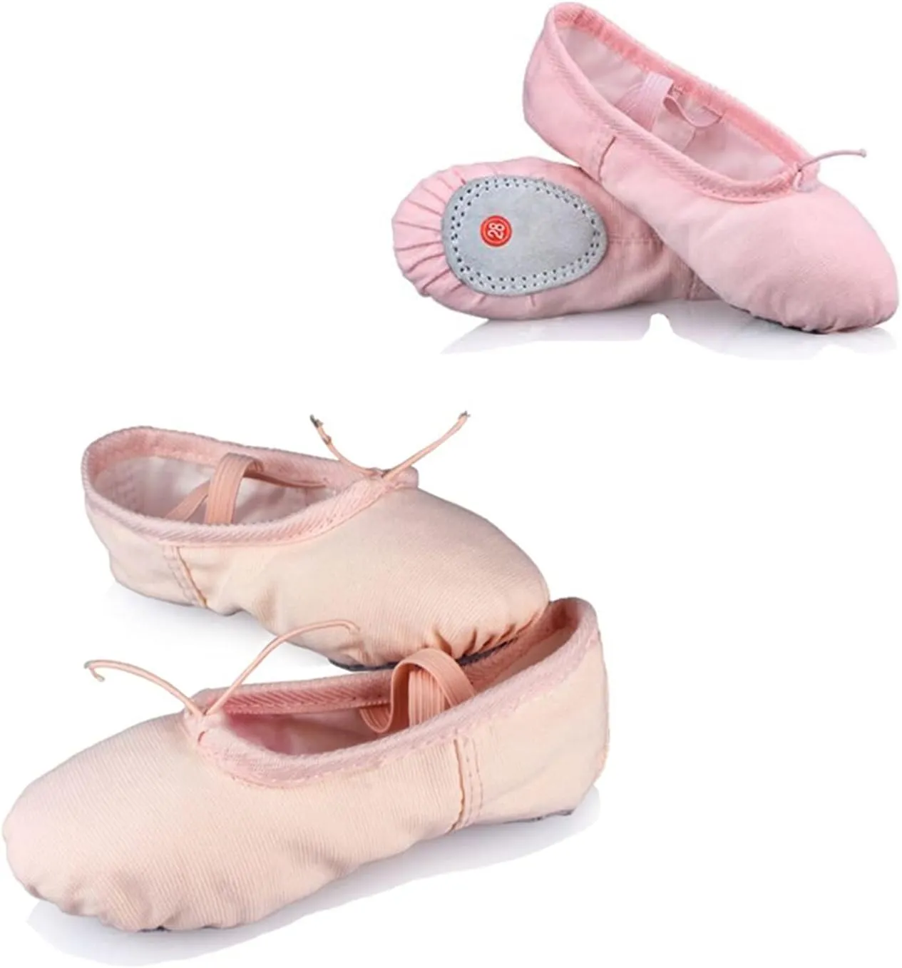 Ballet Shoes 2 Pairs Professional Child Girls Kids Cotton Canvas Soft Ballet Dance Practice Shoes Dance Slippers for Girls Toddlers Women.Pink-27 EU