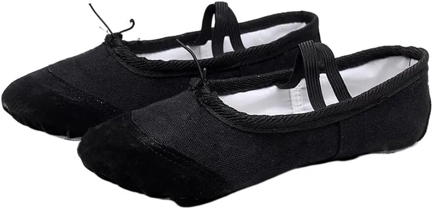 Ballet Shoes Ballet Shoes Girl Kids Dance Slippers Professional Canvas Soft Sole Ballet Dancing Girls Women Ballet Yoga Gym Dancer Shoes Dance Slippers for Girls ToddlersBlack-30 EU
