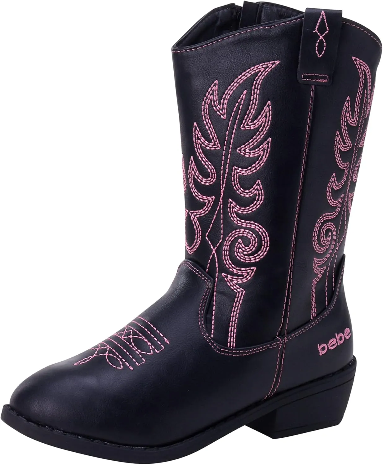 bebe Girls Cowboy Boots - Classic Western Country Cowgirl Boots - Mid Calf Riding Shoes for Toddlers Little and Big Girls