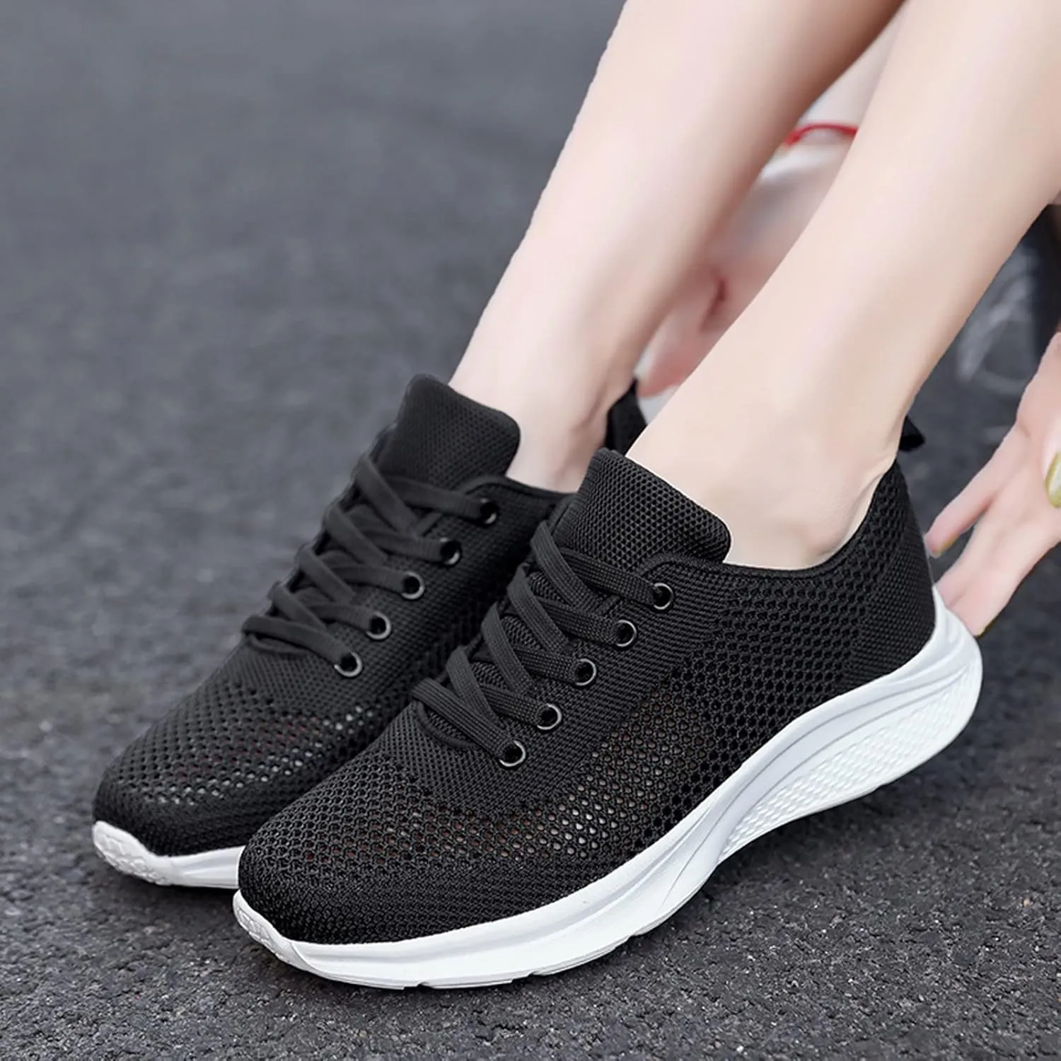 Black High Top Sneakers for Women Comfortable Women's Non Slip Work Shoes Wide Width Black Sneakers for Women Black Casual Sneakers for Women 2023 Zapatos Cerrados De Vestir Ortop??Dicos para Mujer