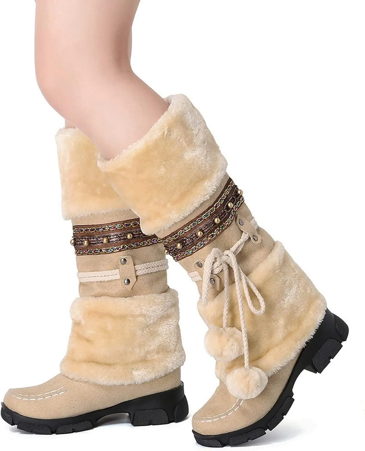 Black Winter Boots for Women Waterproof Womens Winter Snow Boots 2023 Platform Women Winter Snow Boots Padded Woman Waterproof Snow Boots Botas De Invierno Modernas Para Mujer