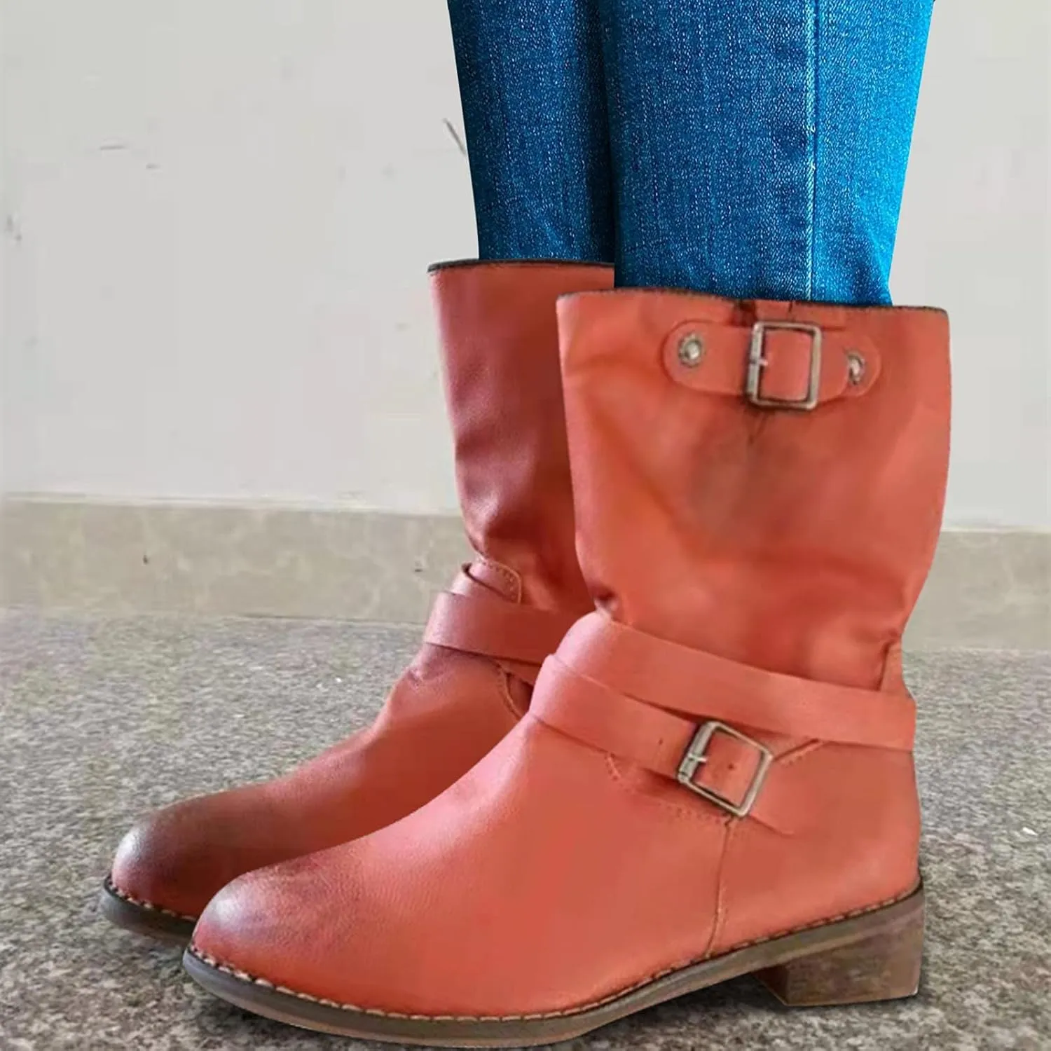 Booties for Women Low Heel Women's Boots Comfortable Ankle Boots for Women Kallie Wedge Bootie Ankle Boots Wedge Brown Ankle Boots for Women Low Heel Buckle