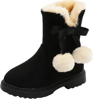 Boots for Girls Boys Winter Warm Shoes Cozy Fleece Snow Boots Non-Slip Walking Shoes Outdoor Water Resistance Faux Fur Boots