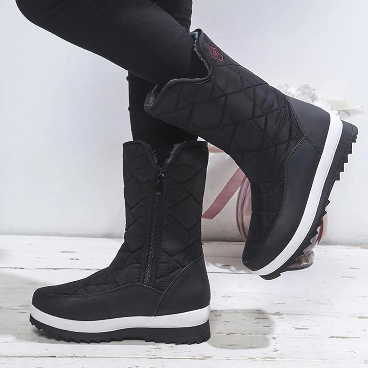 Boots Winter Snow Women's Wide Women Snow Booties Womens Slip on Winter Boots Ankle Womens Waterproof Boots 6.5 Snow Boots Wide Calf