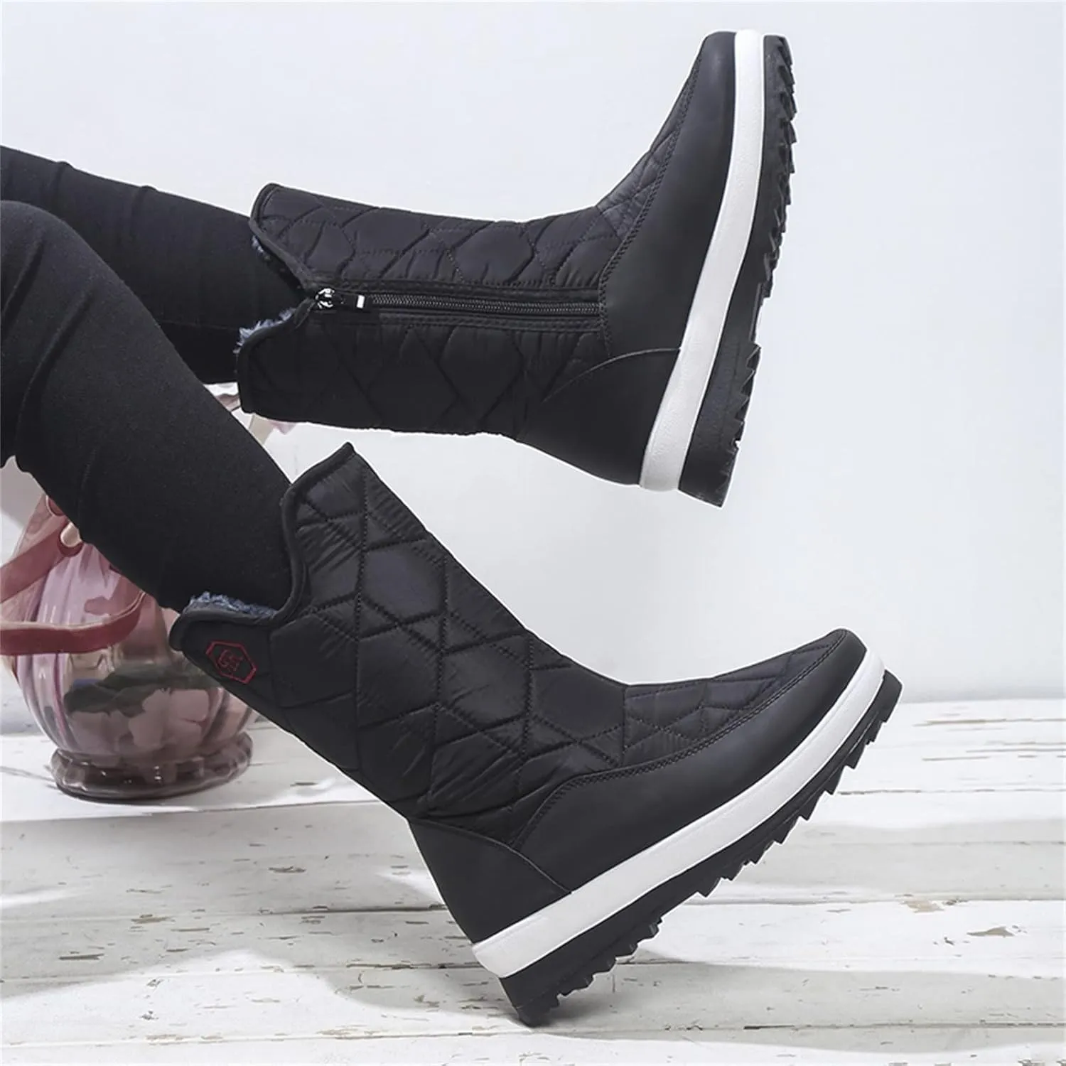 Boots Winter Snow Women's Wide Women Snow Booties Womens Slip on Winter Boots Ankle Womens Waterproof Boots 6.5 Snow Boots Wide Calf