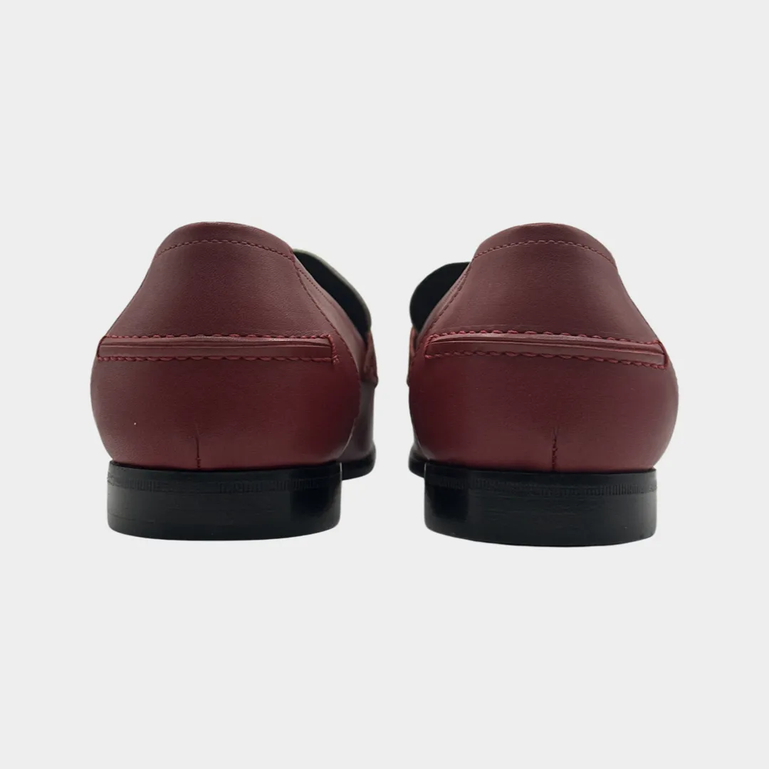 Bottega Veneta women's cream and burgundy leather and suede loafers