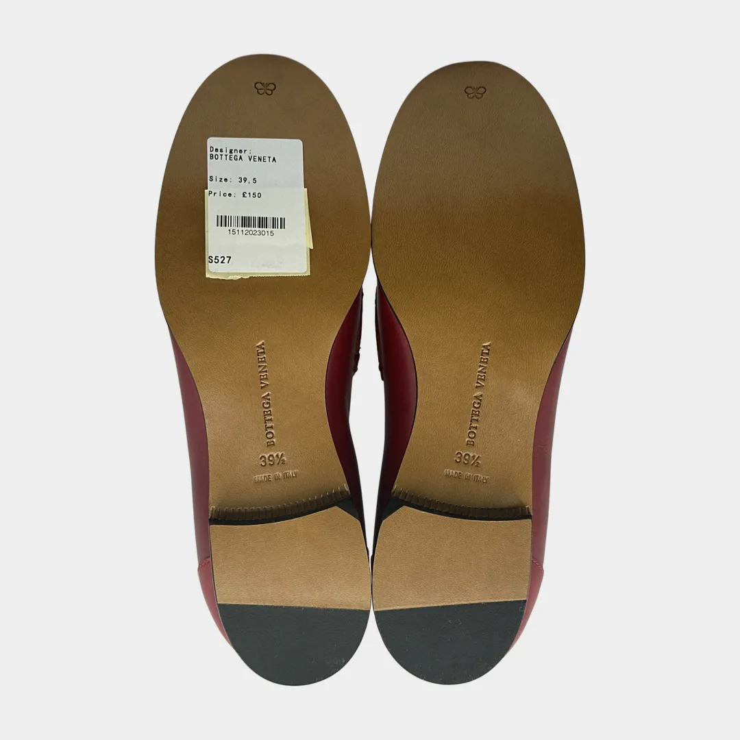 Bottega Veneta women's cream and burgundy leather and suede loafers