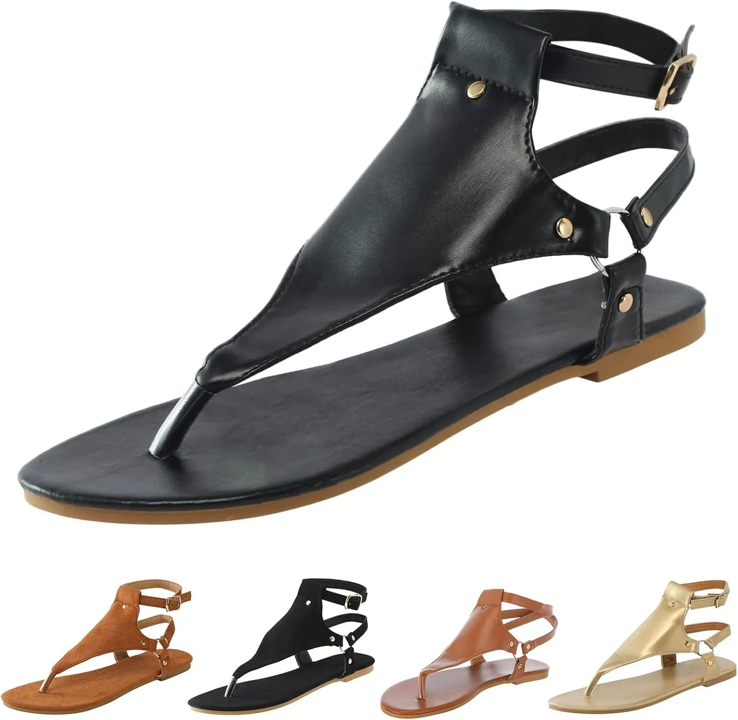 Canbebig Supportive Sandals for Women Arch Support Orthopedic Flip Flops T-Strap Walking Flat Sandals Comfortable Soft Cushion Summer Slippers Vacation Shoes