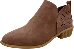 Cathalem Ankle Boots for Women Low Heel Women's Chelsea Ankle Boots Cutout Perforated Short Booties Slip on