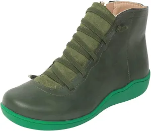 Cathalem Ankle Boots for Women Premium Orthopedic Boots Arch Support Leather Comfortable Side Zip Wedge Booties