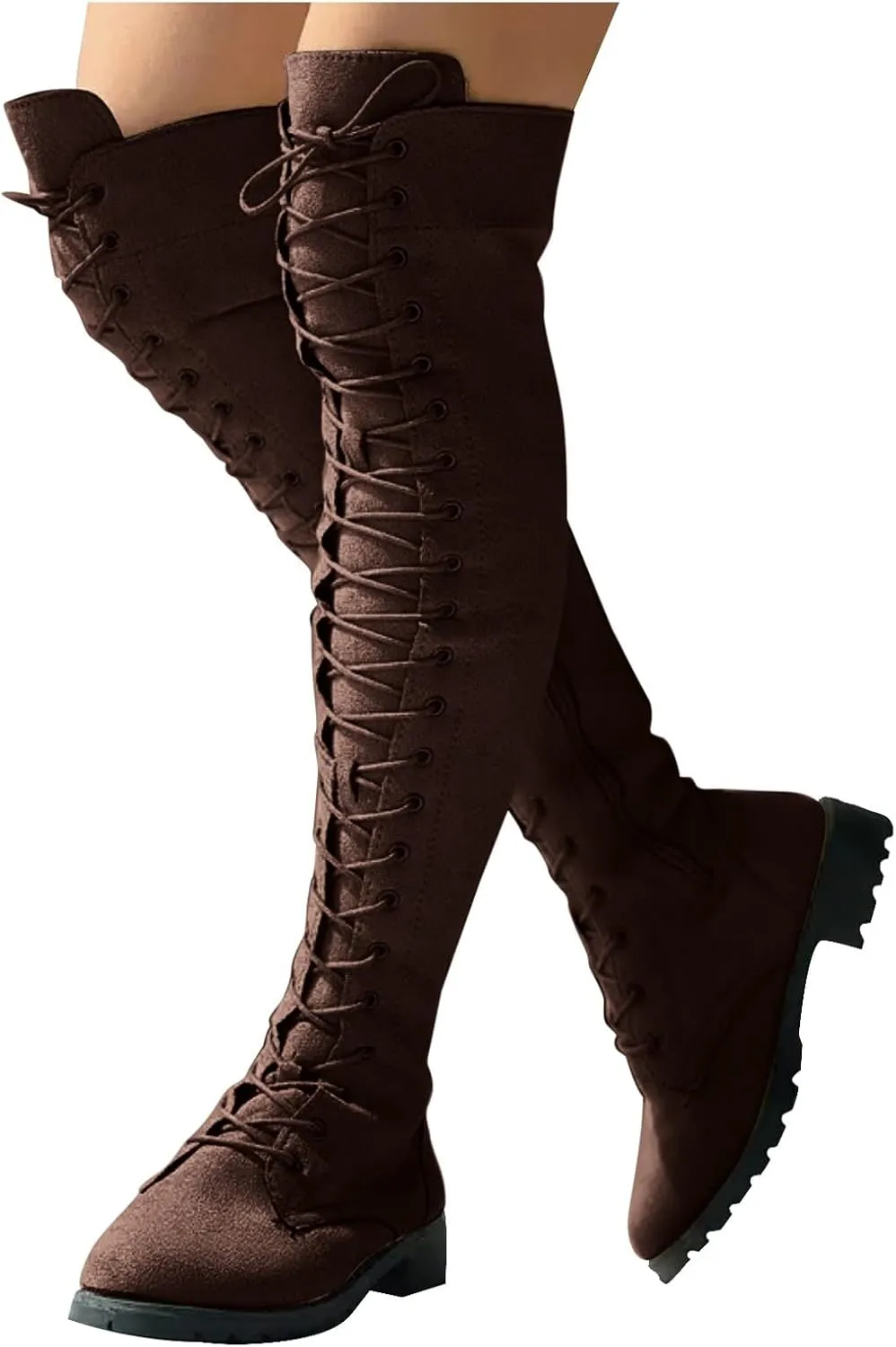 Cathalem Over the Knee Boots for Women Platform Thigh High Boots Chunky Heel Knee High Boots Round Toe Stretch Boots