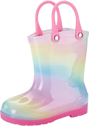 Children Rain Boots Colourful Bowknot Waterproof Kids Rain Boots Boys Girls Infant Rubber Rainboots with Handle