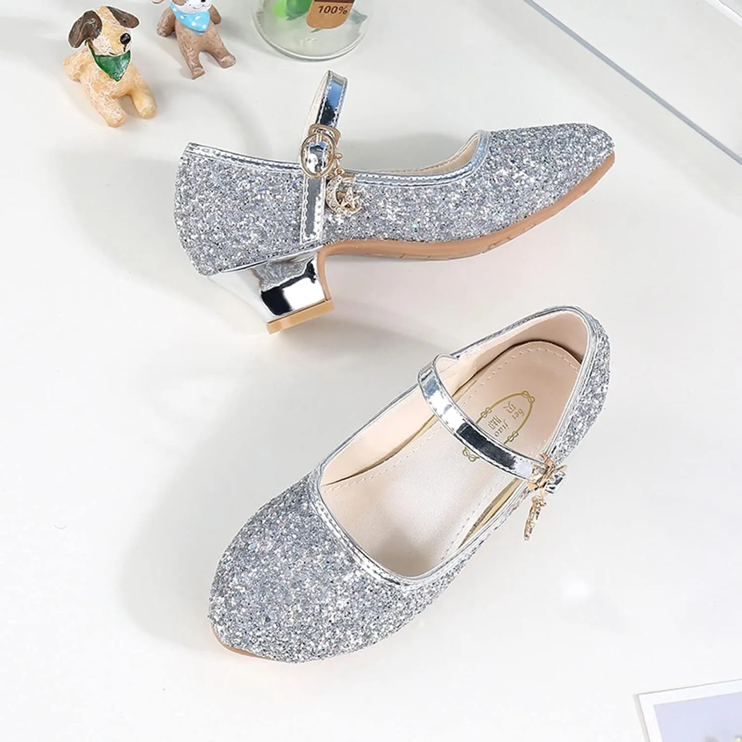 Children Shoes Girls Fashion Stage High Heel Dance Crystal Performance Princess Single Shoes Canvas Shoes Girls
