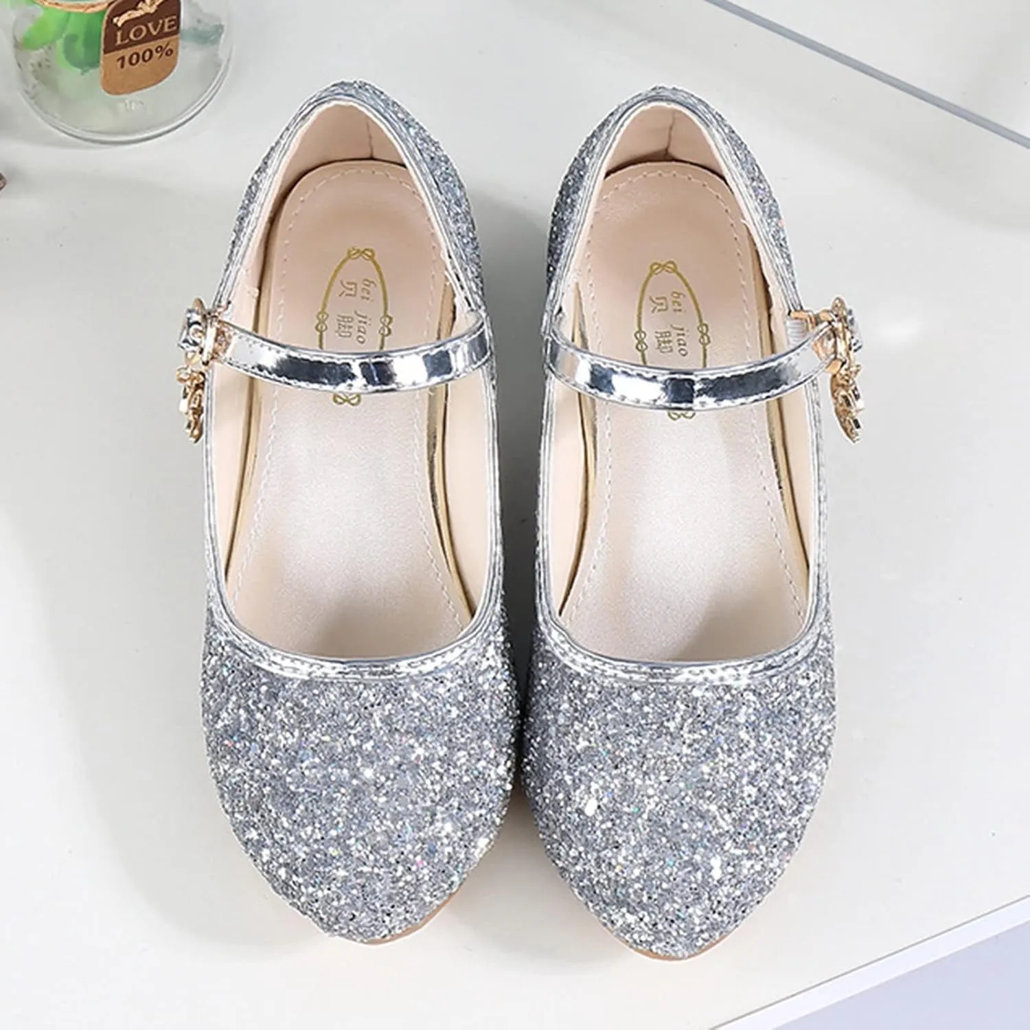 Children Shoes Girls Fashion Stage High Heel Dance Crystal Performance Princess Single Shoes Canvas Shoes Girls