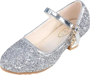 Children Shoes Girls Fashion Stage High Heel Dance Crystal Performance Princess Single Shoes Canvas Shoes Girls