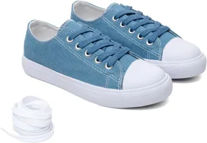 Classic Unisex Low-Top Canvas Sneakers ?C Boys Girls and Toddler Casual Lace-Up Shoes with Rubber Sole, Includes Extra White Shoelaces