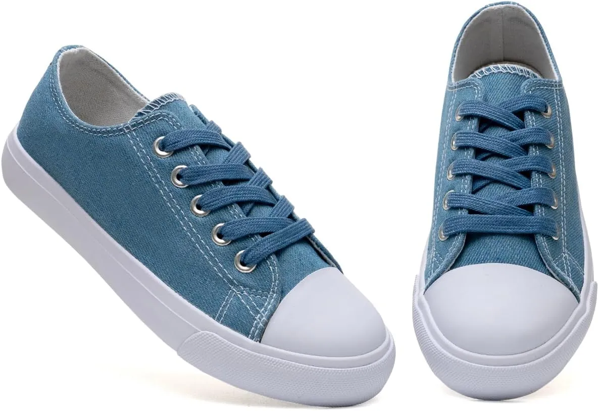 Classic Unisex Low-Top Canvas Sneakers ?C Boys Girls and Toddler Casual Lace-Up Shoes with Rubber Sole, Includes Extra White Shoelaces