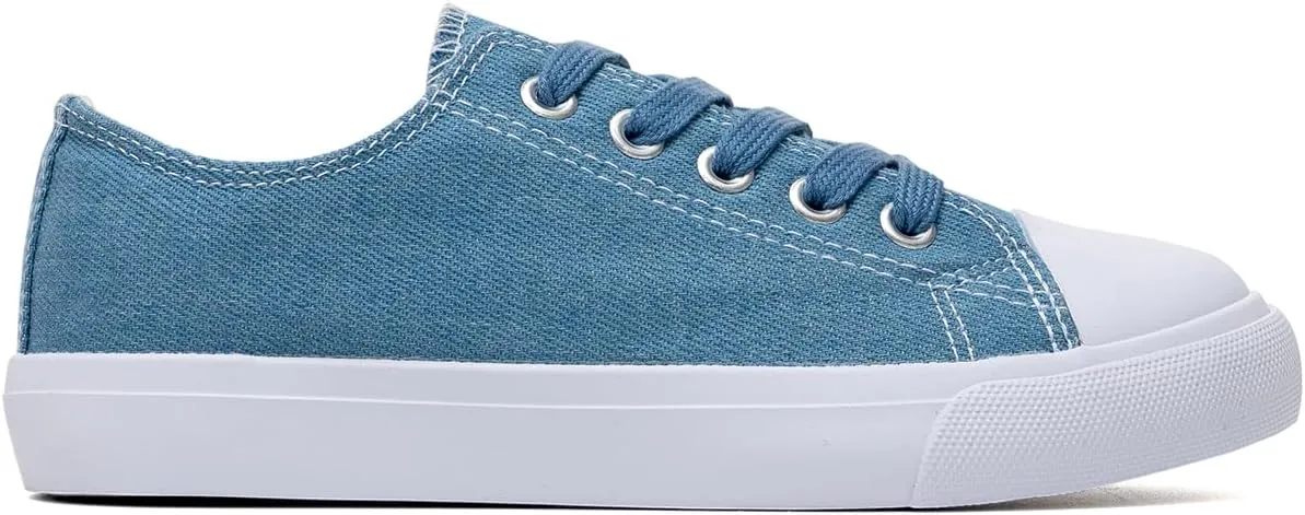Classic Unisex Low-Top Canvas Sneakers ?C Boys Girls and Toddler Casual Lace-Up Shoes with Rubber Sole, Includes Extra White Shoelaces