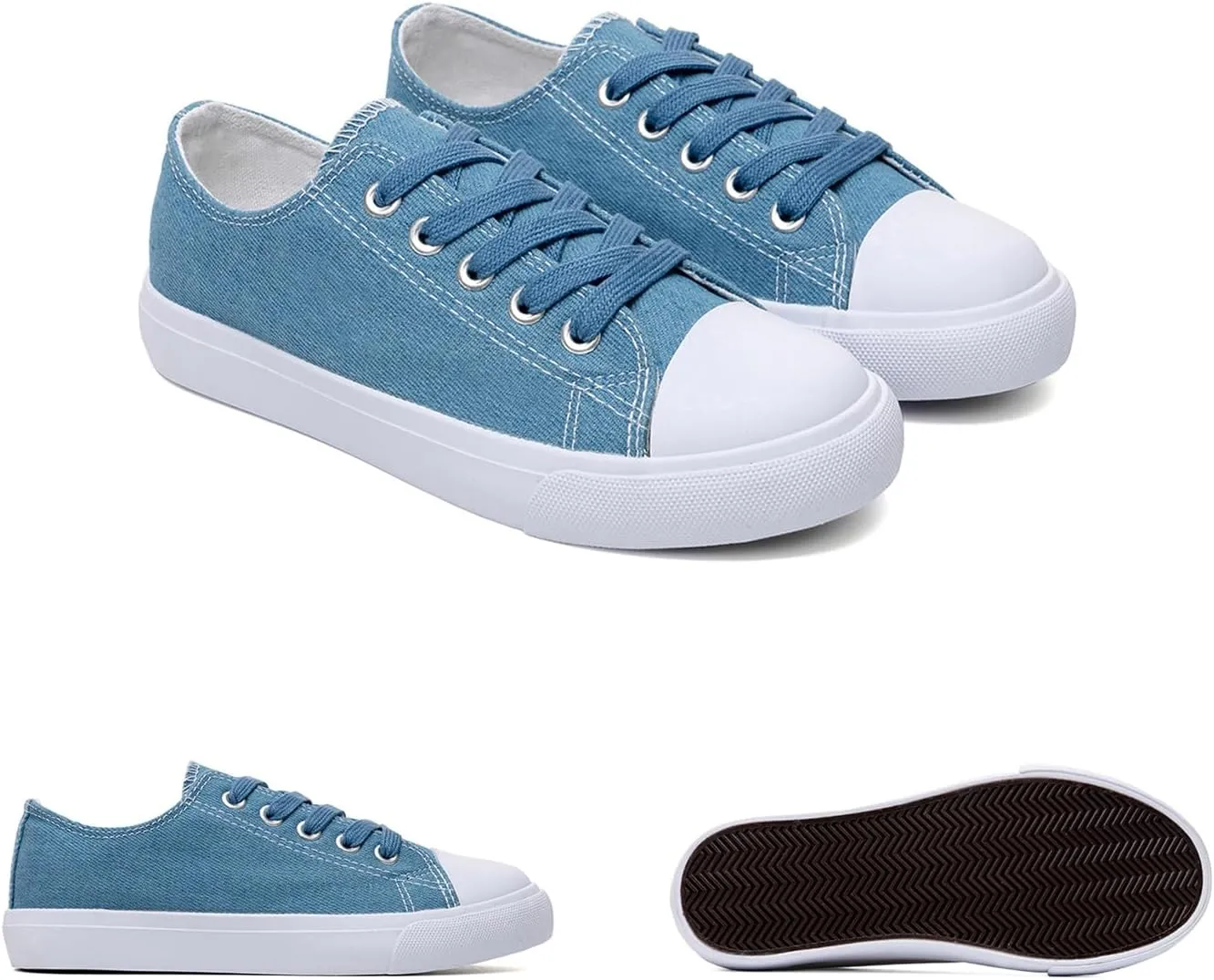 Classic Unisex Low-Top Canvas Sneakers ?C Boys Girls and Toddler Casual Lace-Up Shoes with Rubber Sole, Includes Extra White Shoelaces