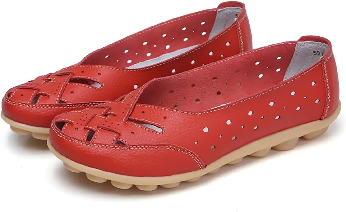 Close Toe Sandals for Women Orthopedic Loafers Breathable Leather Comfortable Hollow Soft Flats Summer Casual Slip-On Shoes