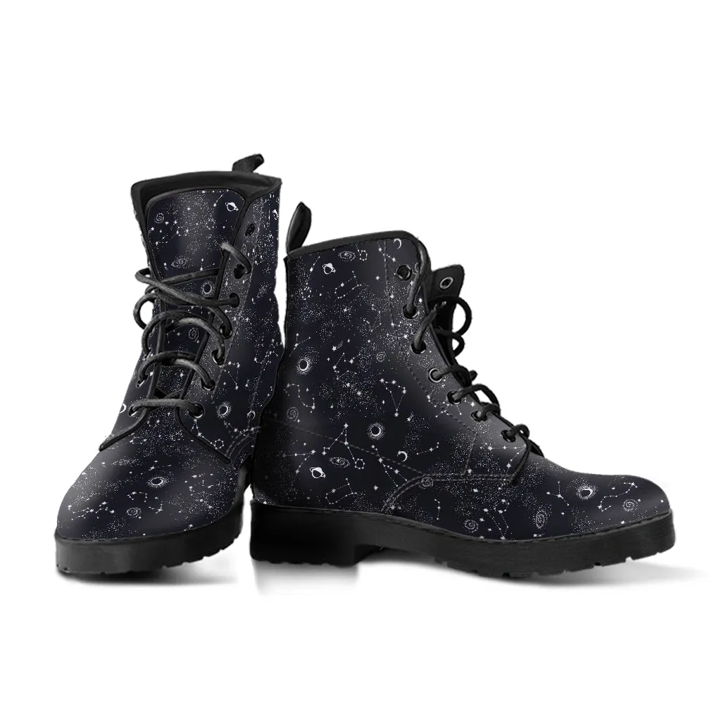 Combat Boots - Galaxy | Boho Shoes, Women's Boots, Vegan Leather Lace Up Boots Women, Handmade Lace Up Boots, Women's Boots, Custom Shoes