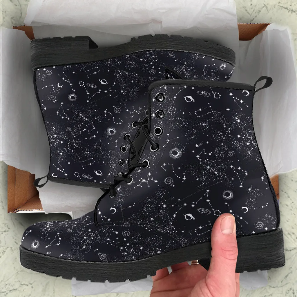 Combat Boots - Galaxy | Boho Shoes, Women's Boots, Vegan Leather Lace Up Boots Women, Handmade Lace Up Boots, Women's Boots, Custom Shoes