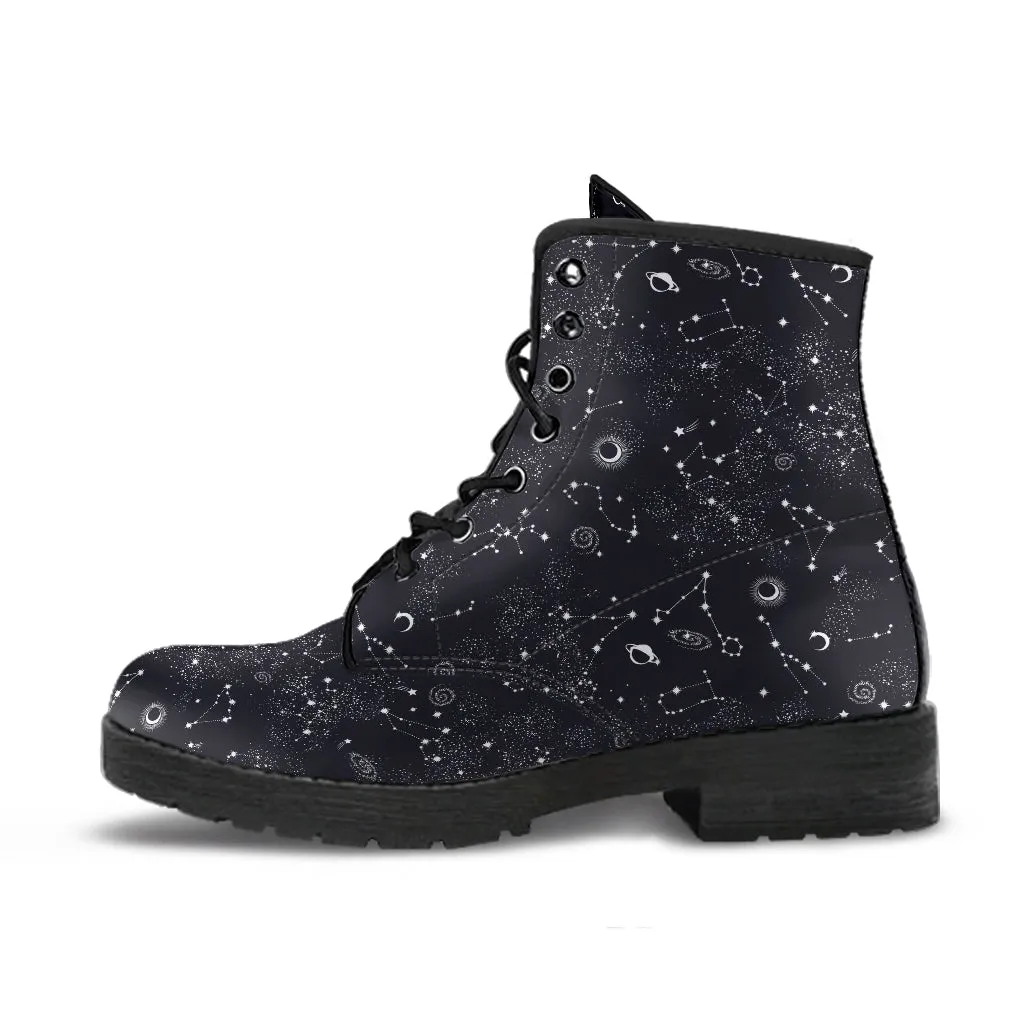 Combat Boots - Galaxy | Boho Shoes, Women's Boots, Vegan Leather Lace Up Boots Women, Handmade Lace Up Boots, Women's Boots, Custom Shoes