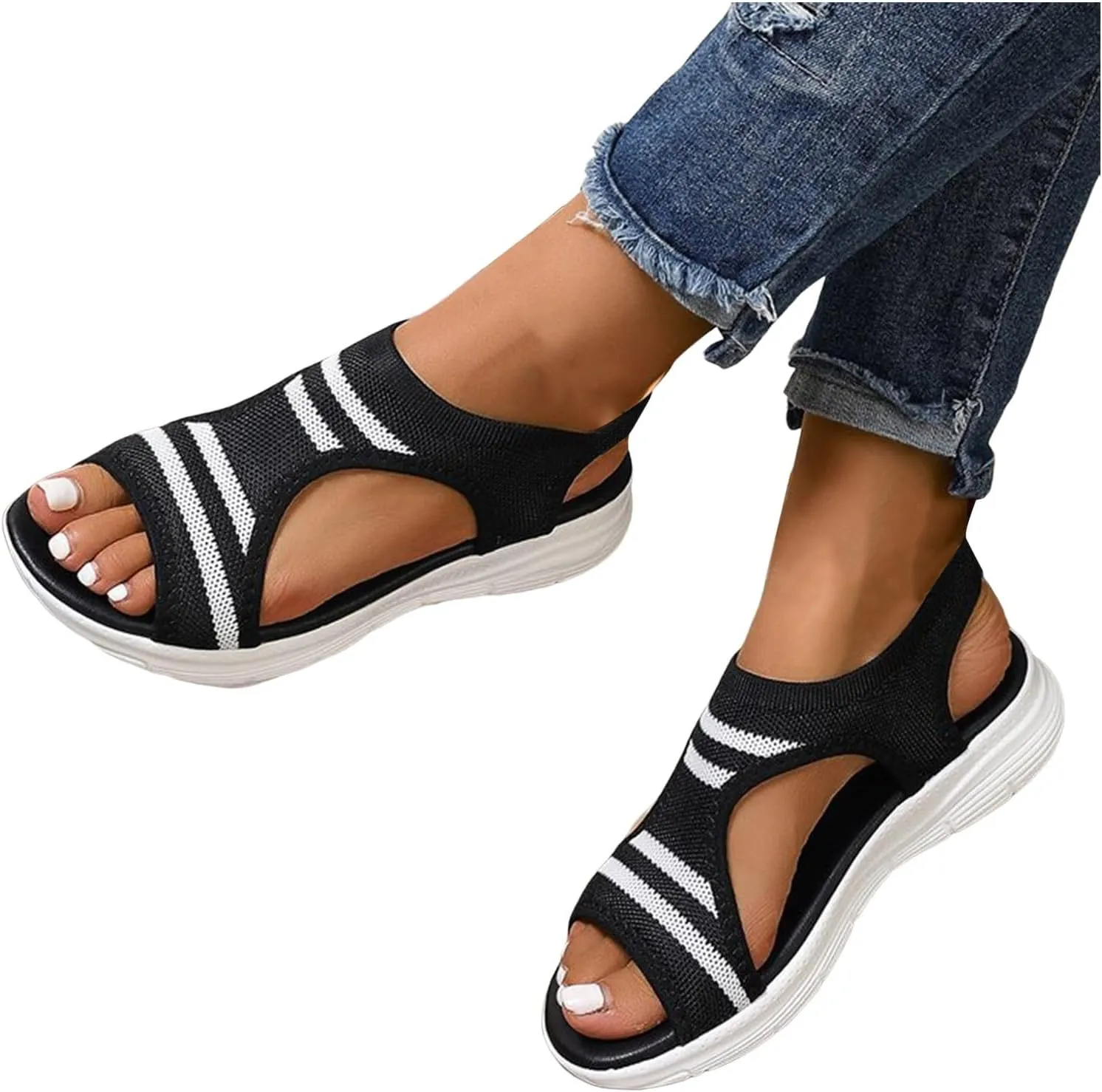 Comfortable Women's Trekking Sandals Orthopaedic Plantar Fasciitis Arch Support Sports Summer Sandal Wedges Shoes For Women Sandals With Breathable Mesh Comfortable Sandal