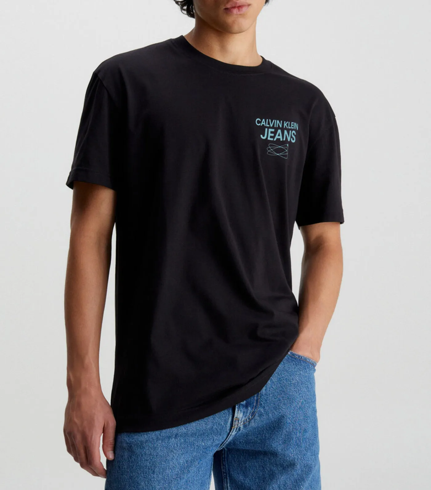 Cotton Back Logo T-Shirt cK Blue on Black