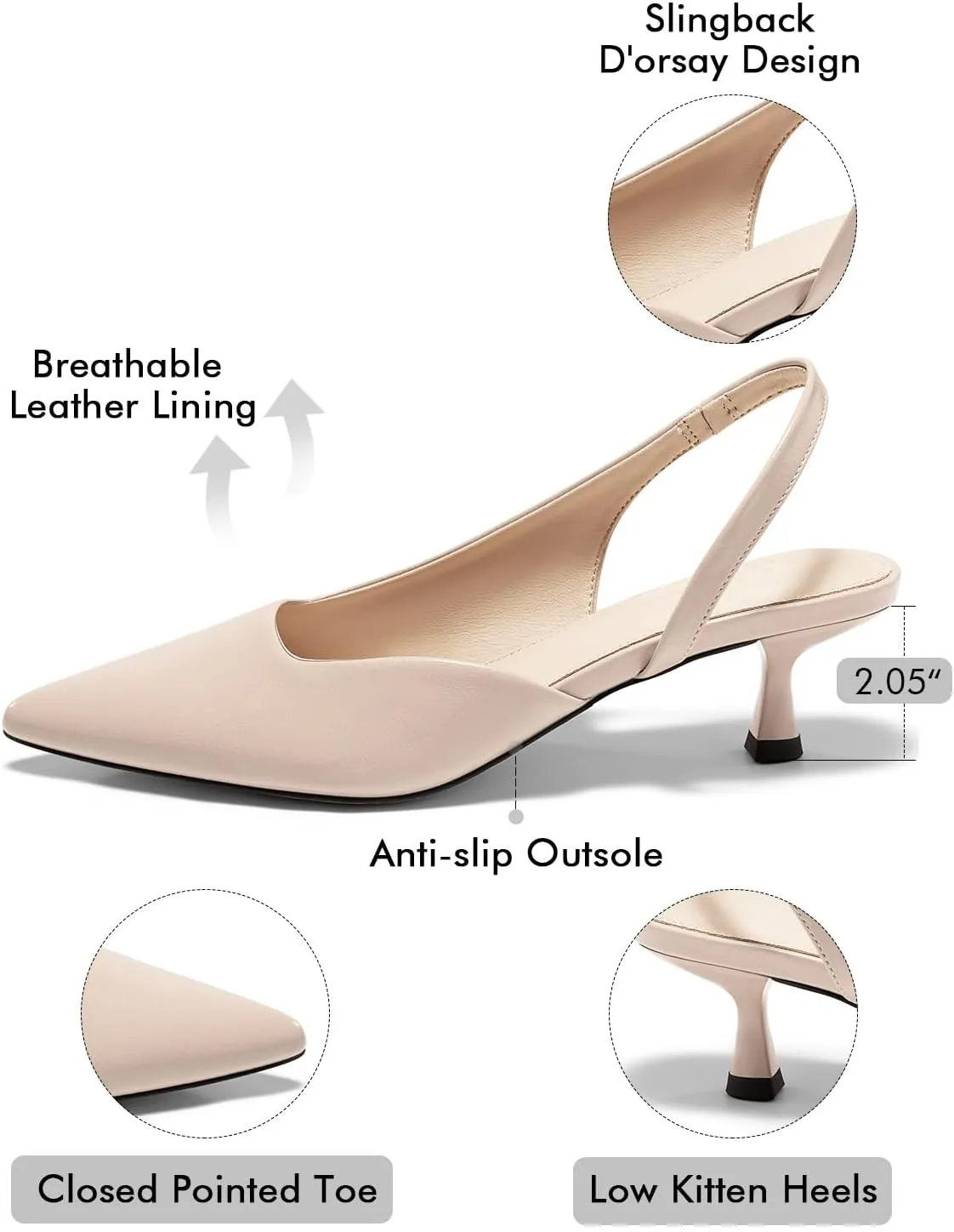 Coutgo Womens Slingback Stiletto High Heels Closed Pointed Toe Pumps D??Orsay Sexy Office Dress Shoes